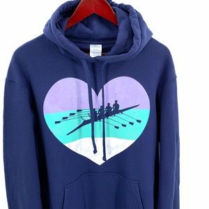 Canoeing Pullover Hoodie Sweater Navy Blue Large